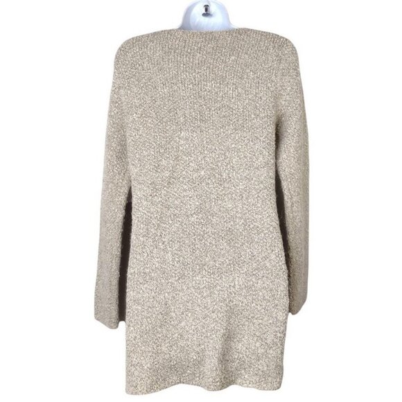 PATRIZIA LUCA MILANO Zip Detail Knit Midi Cardigan Sweater Sz S Melange Beige - Picture 4 of 6